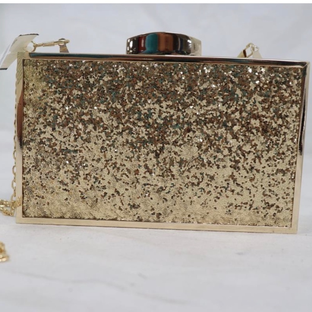 Sparkly glittered box clutch with chain. Brand New with tags - Picture 3 of 6